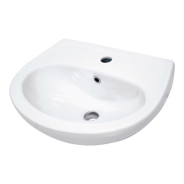 Deante CDJ_6U4W - Väggmonterat handfat med blandarhål JASMIN 45,7x36,4 cm keramik/vit