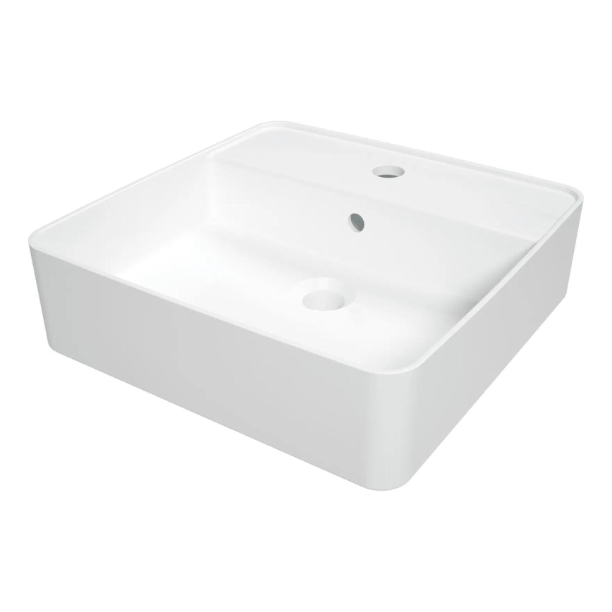 Deante CGS_6U4B - Bänkvask med en hole SQUARE 42x42 cm keramik/vit