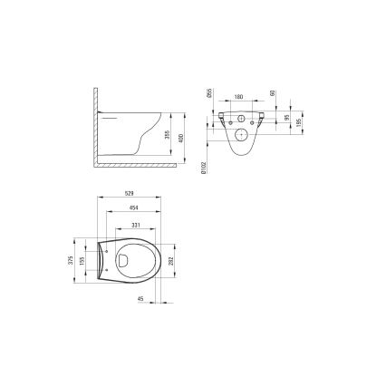 Deante CMOD6SPW - Väggmonterad WC med SoftClose-sits BORO keramik/vit