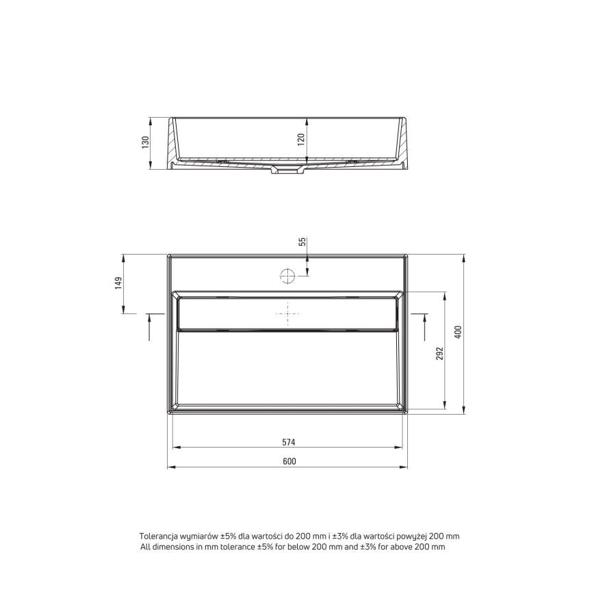 Deante CQR_AU6M - Tvättställ för bänkskiva CORREO 40x60 cm granit/alabaster