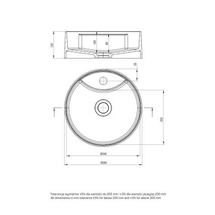 Deante CQS_5U4B - Bänkvask med tappningshål SILIA diameter 36 cm granit/beige