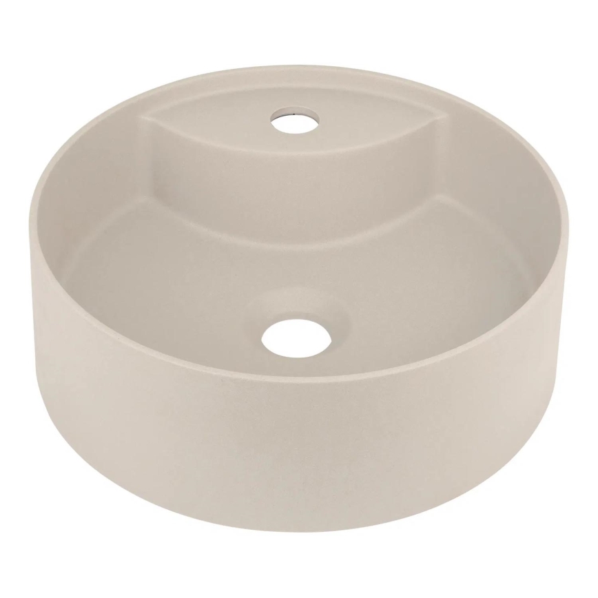 Deante CQS_5U4B - Bänkvask med tappningshål SILIA diameter 36 cm granit/beige
