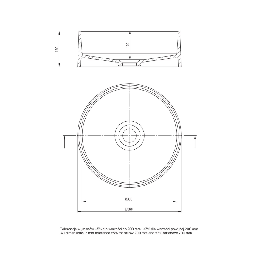 Deante CQS_5U4S - Bänkvask SILIA diameter 36 cm granit/beige