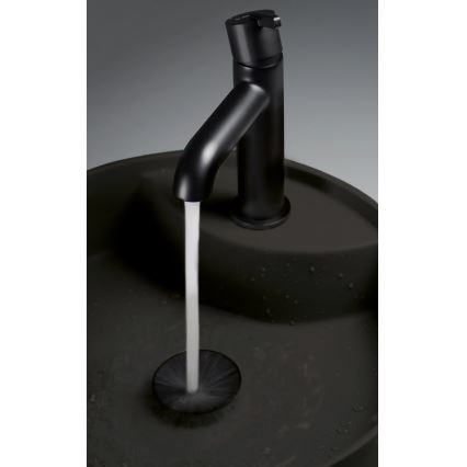 Deante CQS_NU4B - Tvättställ SILIA för bänkskiva med blandarhål Ø 36 cm granit/svart