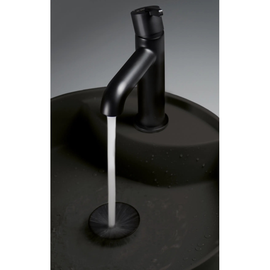 Deante CQS_NU4B - Tvättställ SILIA för bänkskiva med blandarhål Ø 36 cm granit/svart