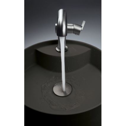 Deante CQS_NU4B - Tvättställ SILIA för bänkskiva med blandarhål Ø 36 cm granit/svart