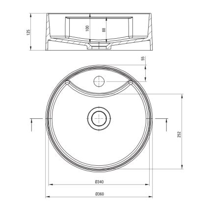 Deante CQS_NU4B - Tvättställ SILIA för bänkskiva med blandarhål Ø 36 cm granit/svart