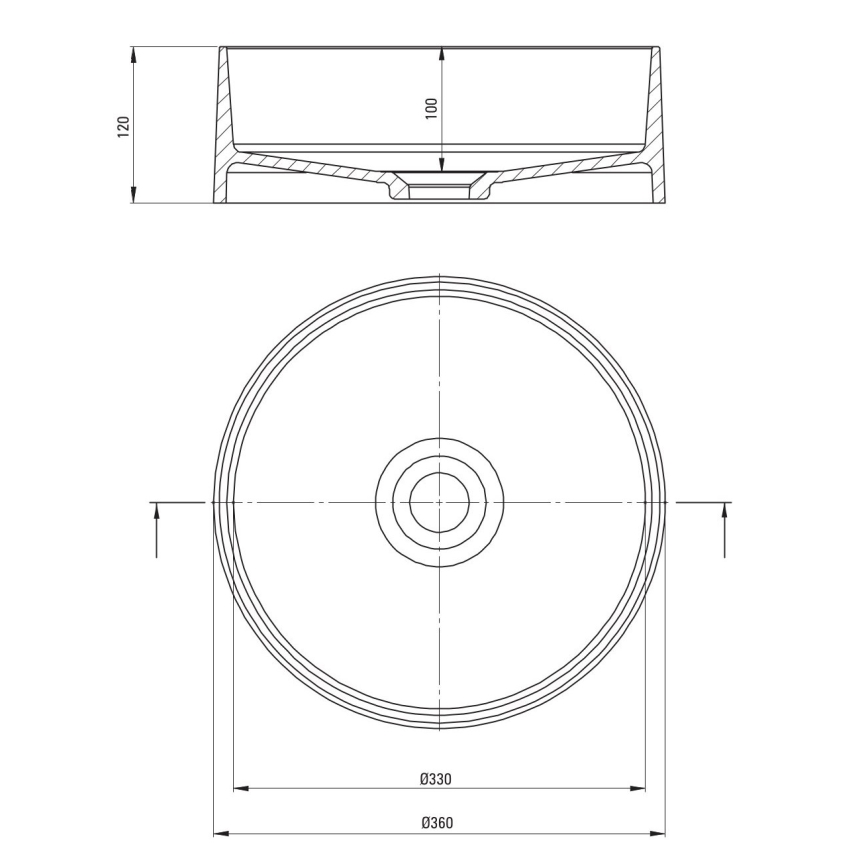 Deante CQS_NU4S - Tvättställ för bänkskiva SILIA Ø 36 cm granit/svart
