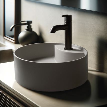 Deante CQS_SU4B - Tvättställ för bänkskiva med hål för blandare SILIA Ø 36 cm granit/metallicgrå