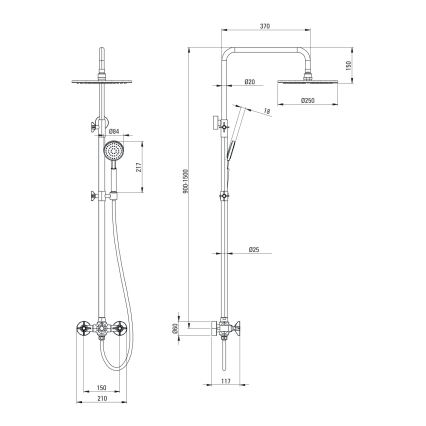 Deante NAC_N4QT - Duschset med TEMISTO-duschblandare, svart