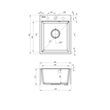 Deante ZRC_2103 - Diskho CORIO 50x40 cm granit/grafit