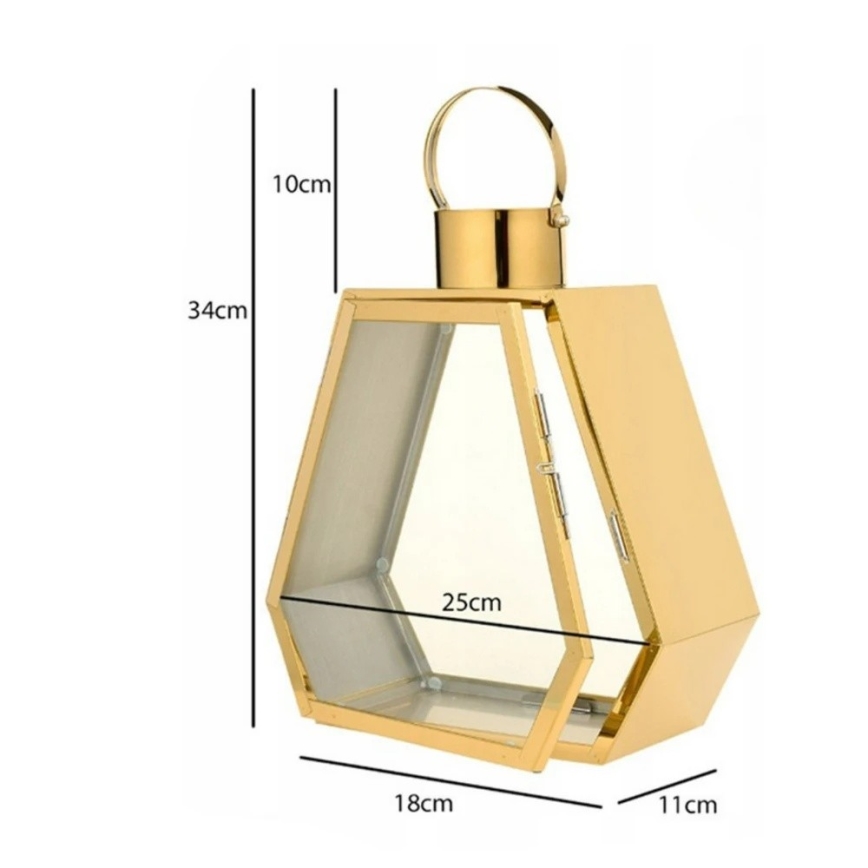 Dekorationslykta 34 cm, guld