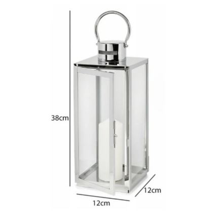Dekorationslykta 38 cm i blank krom