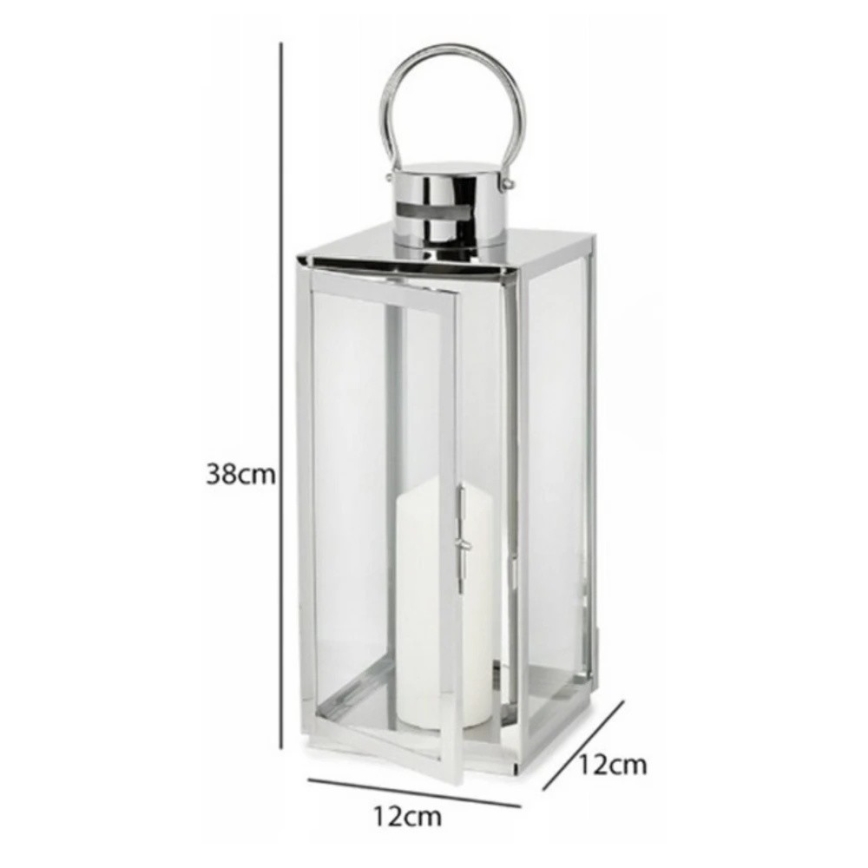 Dekorationslykta 38 cm i blank krom
