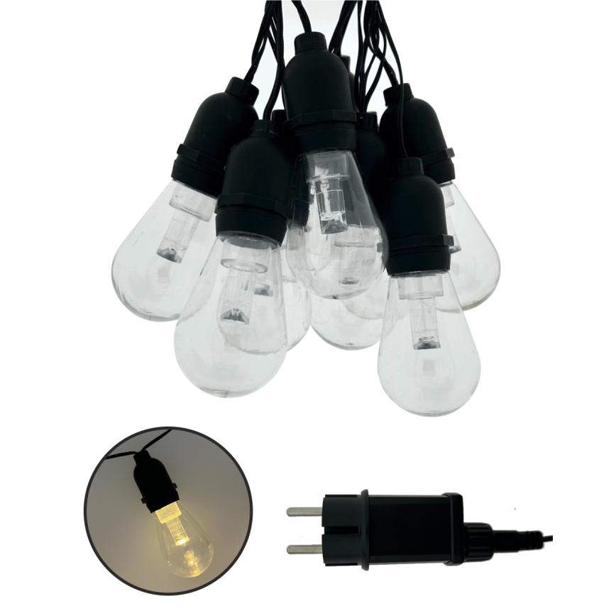 Dekorativ LED-utomhusslinga 10xLED/0,15W/230V 3,8 m IP44 svart