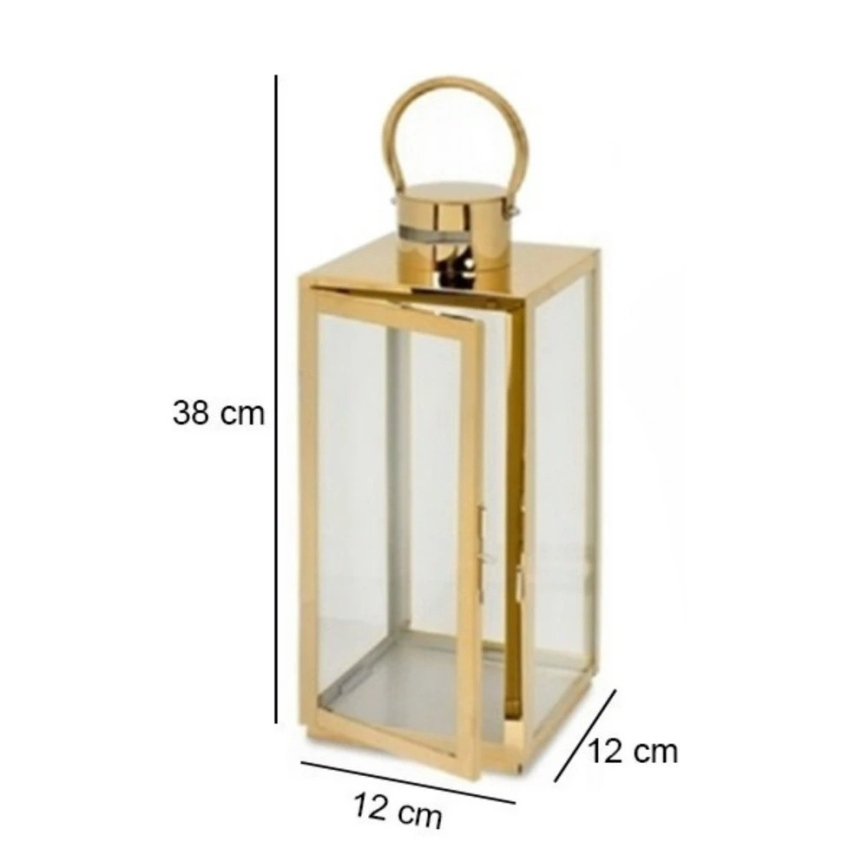 Dekorativ lykta 38 cm, guldfärgad