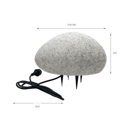 Dekorativ utomhusarmatur LUMISTONE 1xE27/15W/230V IP65 Ø 31,8 cm