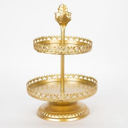 Dekorativt bricka diameter 25,5 cm guld