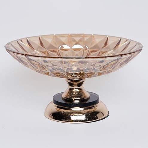 Dekorativt bricka diameter 29,5 cm brun/rökig