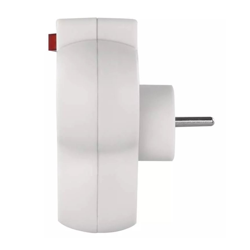 Delat uttag med strömbrytare 3x10A/230V
