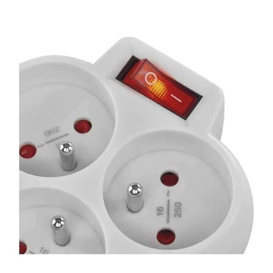 Delat uttag med strömbrytare 3x10A/230V