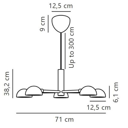 DFTP by Nordlux - Ljuskrona med textilsladd NOMI 5xE14/8W/230V svart