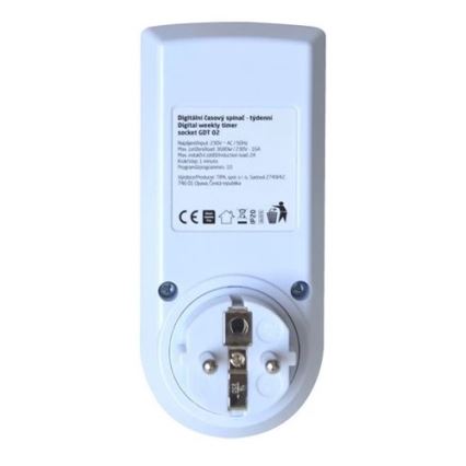 Digital timer switch weekly 16A/230V