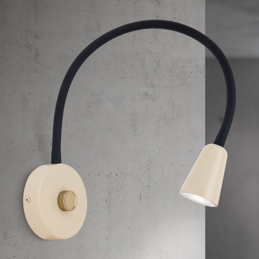 Dimbar flexibel vägglampa DOTTY 1xGU10/10W/230V beige/svart