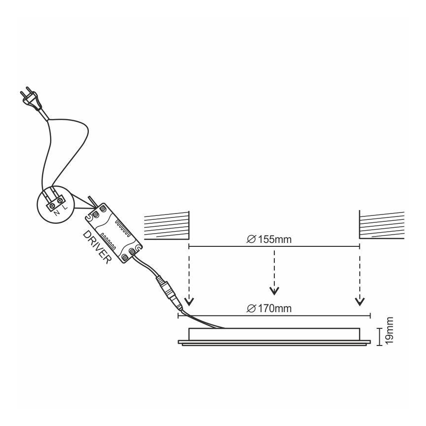 Dimbar infälld LED belysning /12W/230V 3000-6500K Wi-Fi Tuya