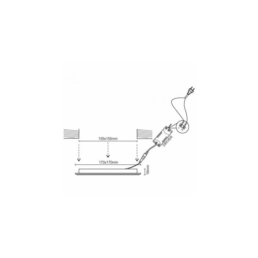 Dimbar infälld LED belysning /12W/230V 3000-6500K Wi-Fi Tuya