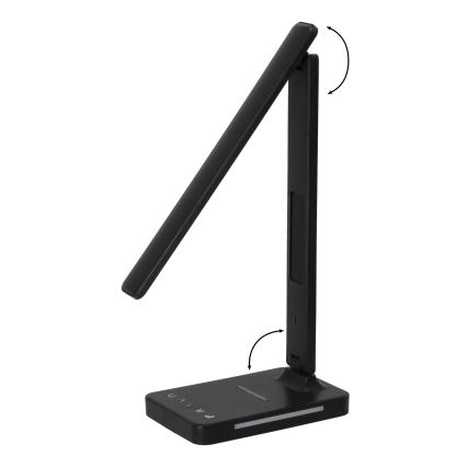 LED Dimbar bordslampa med trådlös laddning QI, display och USB port LED/7W/230V 3000-6000K svart