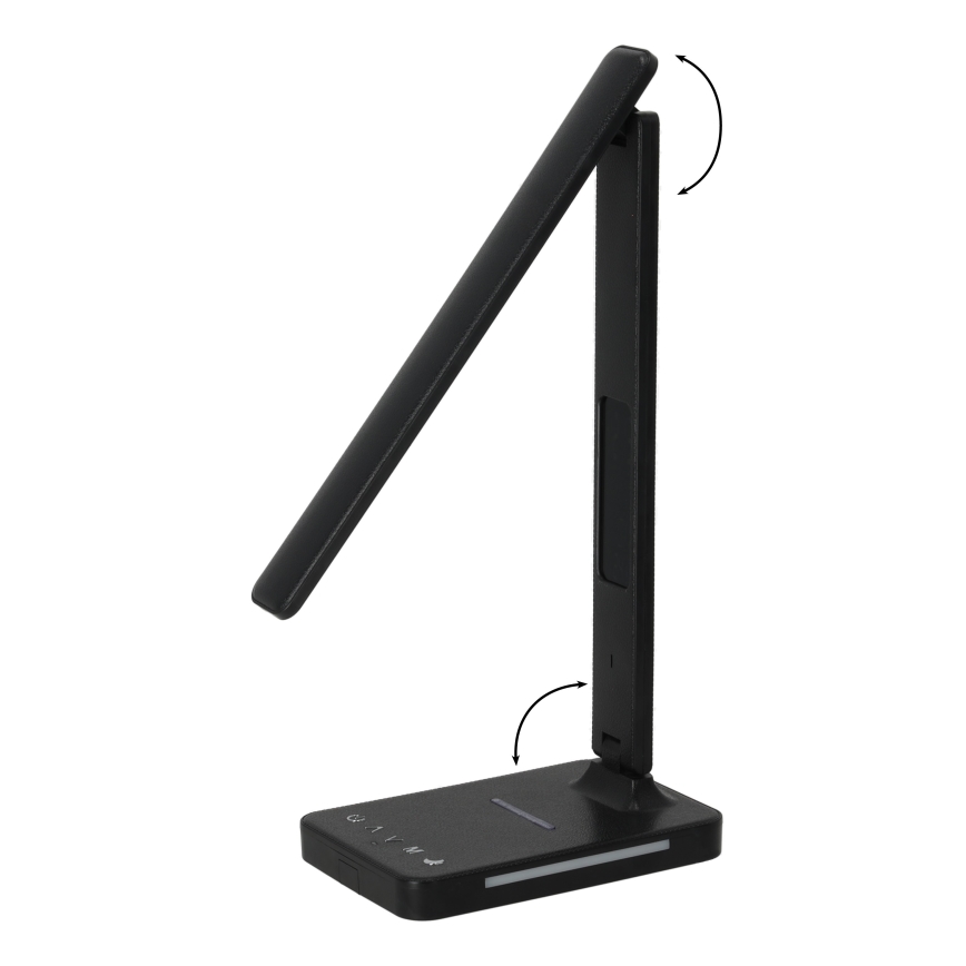LED Dimbar bordslampa med trådlös laddning QI, display och USB port LED/7W/230V 3000-6000K svart