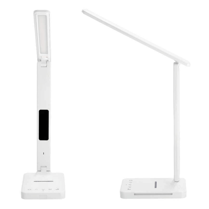 LED Dimbar bordslampa med trådlös laddning QI, display och USB port LED/7W/230V 3000-6000K vit