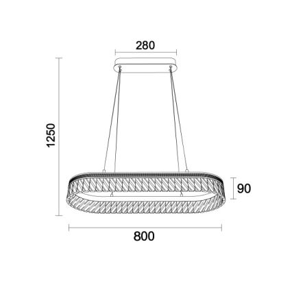 Dimmbar LED-kristallkrona på vajer THALIA LED/50W/230V 3000-6000K + fjärrkontroll