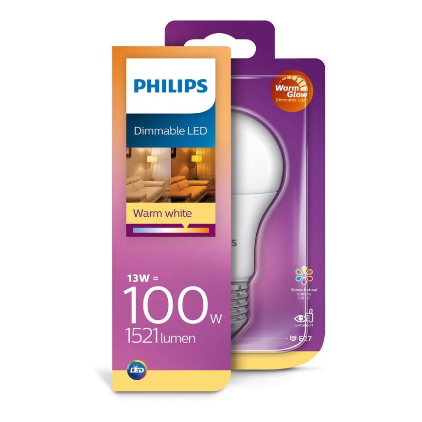 Dimbar LED-lampa Philips Warm Glow E27/13W/230V 2200K-2700K 
