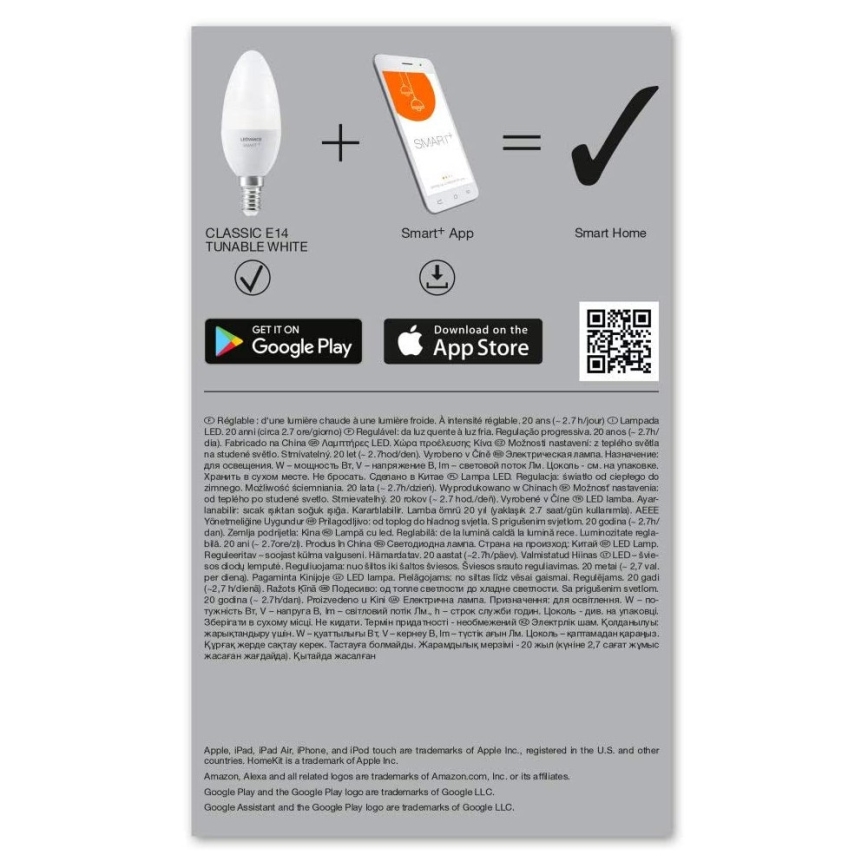 Dimbar LED-lampa SMART+ E14/5W/230V 2700K-6500K - Ledvance