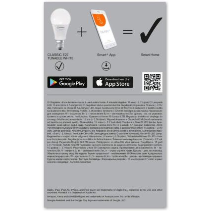 Dimbar LED-lampa SMART+ E27/9.5W/230V 2,700K-6,500K - Ledvance