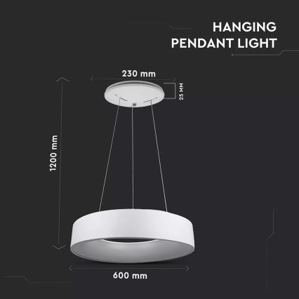 Dimbar LED-lampakrona med snöre 1xLED/30W/230V