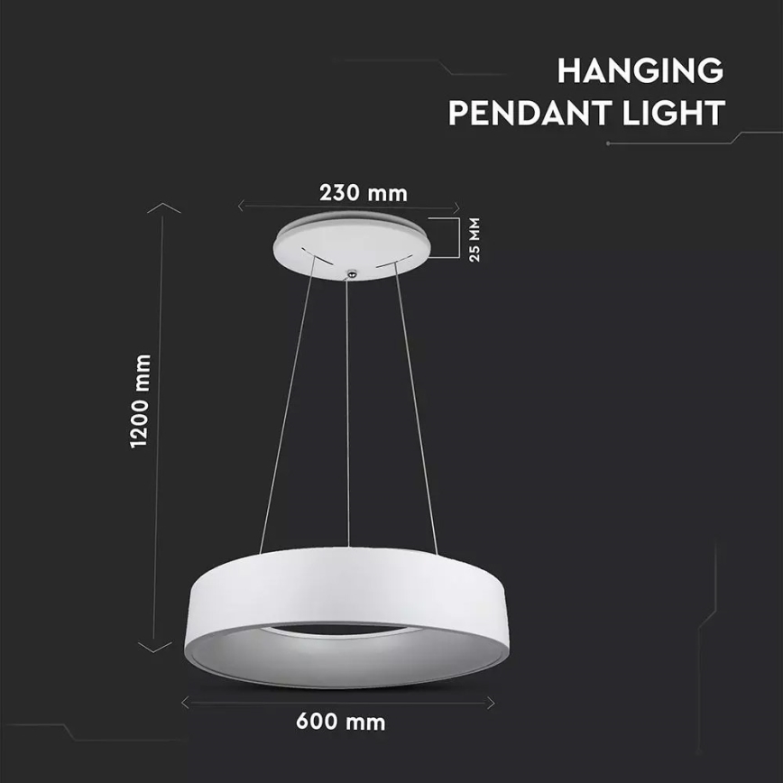 Dimbar LED-lampakrona med snöre 1xLED/30W/230V