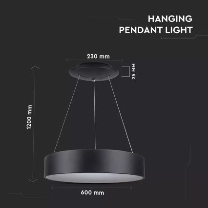 Dimbar LED-lampakrona med snöre 1xLED/30W/230V