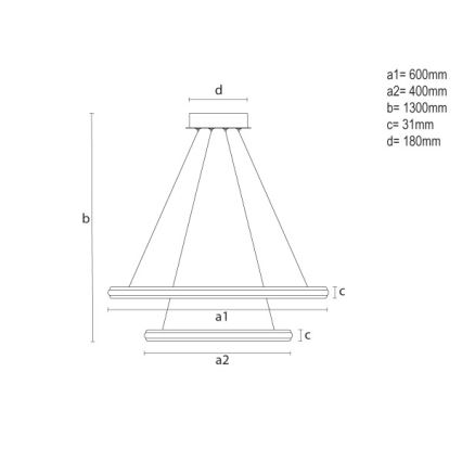 Dimbar LED-taklampa på vajer LED/90W/230V 3000-6500K Ø 60 cm + fjärrkontroll