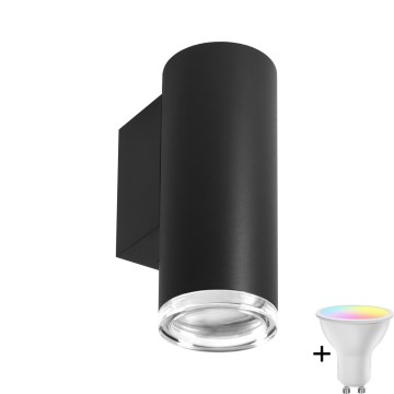 Dimbar LED RGBW Vägglampa för badrum TURYN 1xGU10/6,5W/230V 2700-6500K Wi-Fi IP44 svart