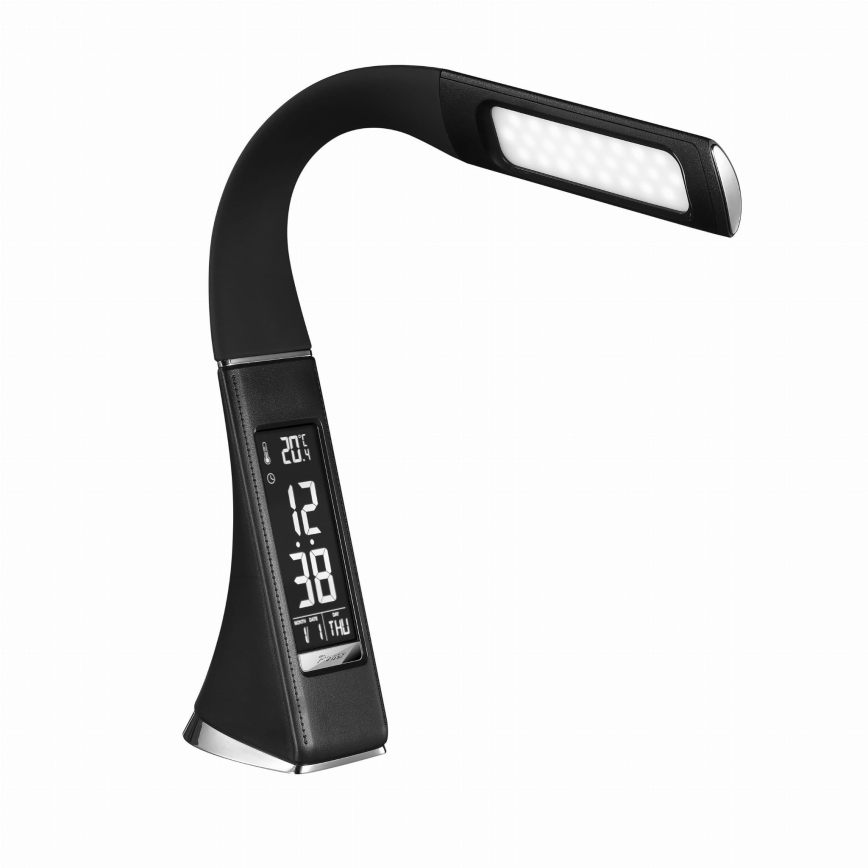 Dimbar LED-skrivbordslampa med display, LED/10W/5V, svart