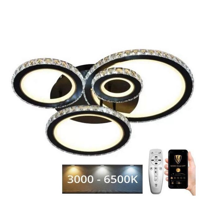 Dimbar LED ytmonterad ljuskrona LED/120W/230V 3000-6500K + fjärrkontroll
