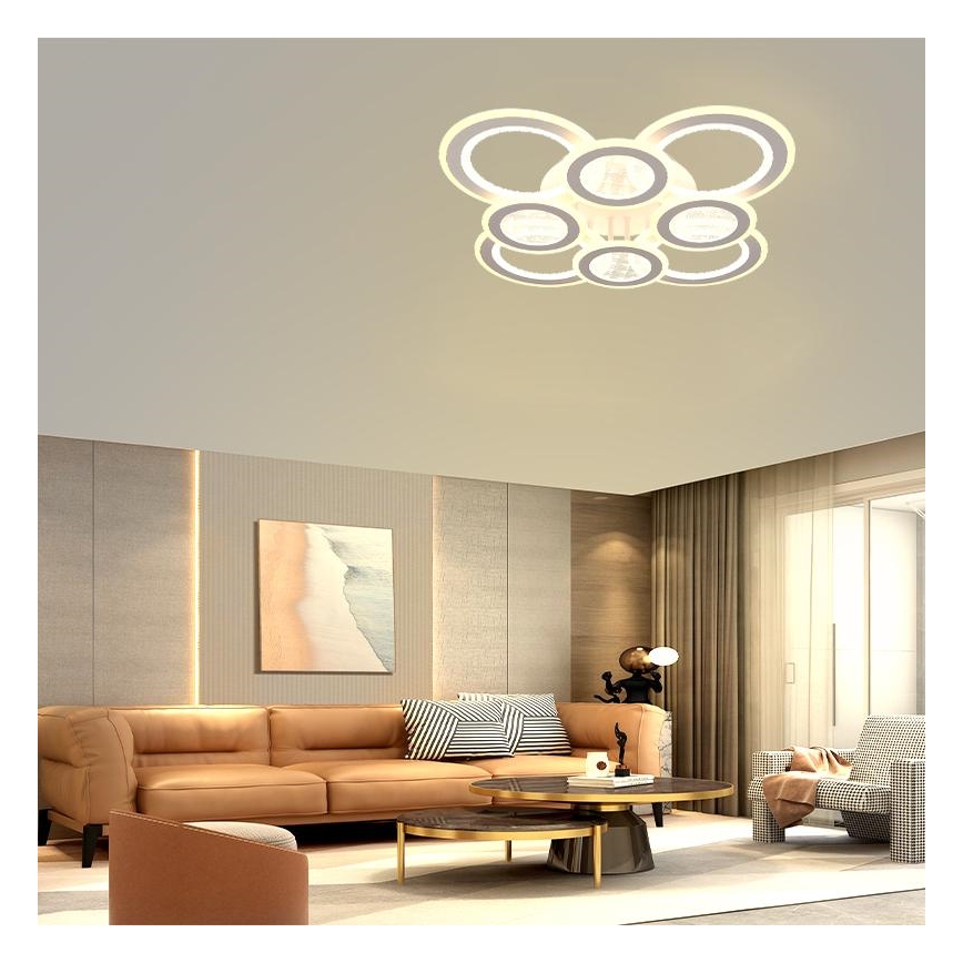 Dimbar LED ytmonterad ljuskrona LED/200W/230V 3000-6500K + fjärrkontroll