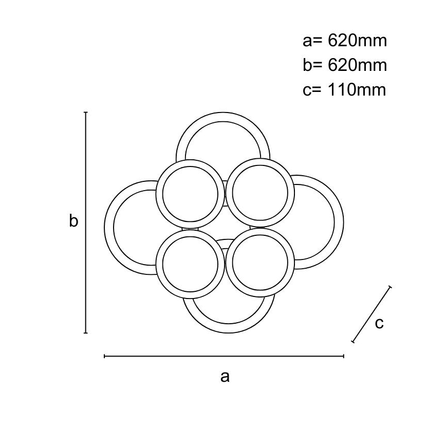 Dimbar LED ytmonterad ljuskrona LED/200W/230V 3000-6500K + fjärrkontroll