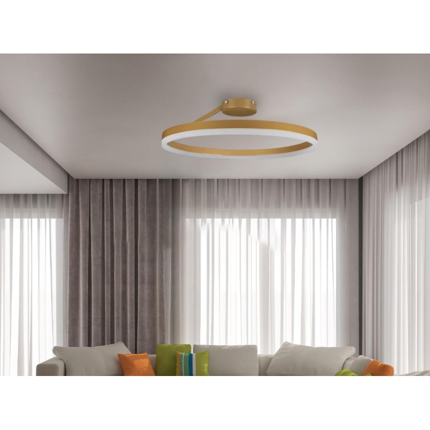 Dimbar LED ytmonterad ljuskrona LED/40W/230V 3000-6500K guld + fjärrkontroll