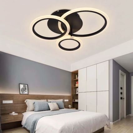 Dimbar LED ytmonterad ljuskrona LED/40W/230V 3000-6500K svart + fjärrkontroll