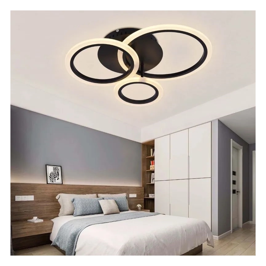 Dimbar LED ytmonterad ljuskrona LED/40W/230V 3000-6500K svart + fjärrkontroll