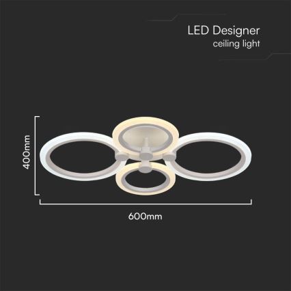 Dimbar LED ytmonterad ljuskrona LED/45W/230V 3000-6500K + fjärrkontroll